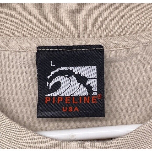 Pipeline Shirt Mens Large Spirit of Hawaii Surf North 1990's Made IN USA  Beige - Picture 7 of 8